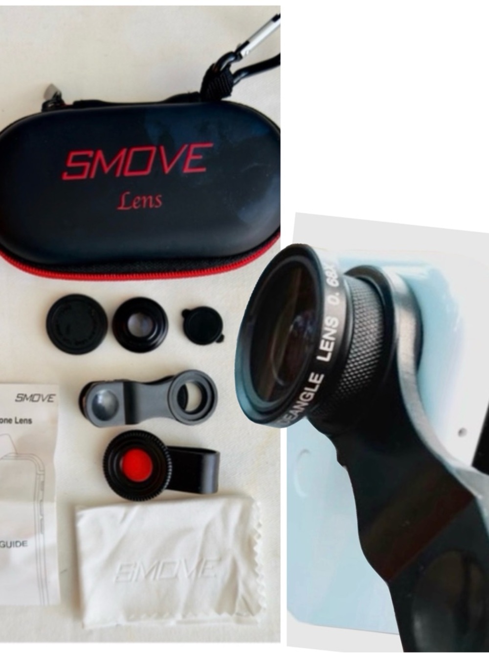 SMOVE MOBILE Wide Angle + Macro 2 in 1 Video + Phone Lens Kit w Case - NEW